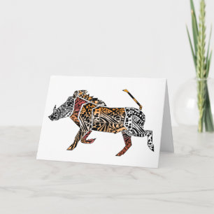 Carte d'anniversaire de Warthog de style de batik