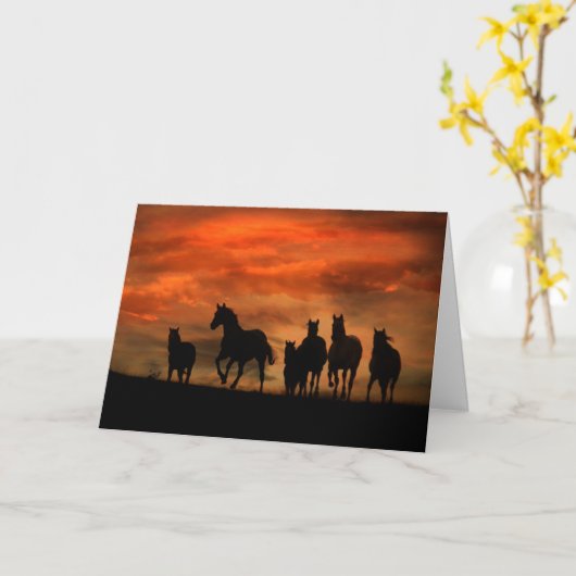 Carte d'anniversaire de Wild Horse d'un groupe (Fleur jaune)