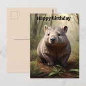 Carte d'anniversaire de wombat australien brun dod (Devant / Derrière)
