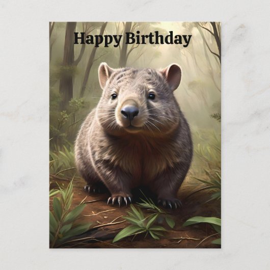 Carte d'anniversaire de Wombat Australien Brun et (Devant)