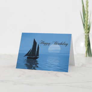 Carte d'anniversaire de yacht clair de lune