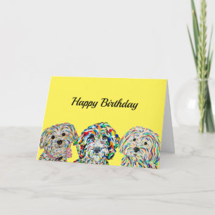 Carte d'anniversaire de Yorkie Bichon Sheepadoodle