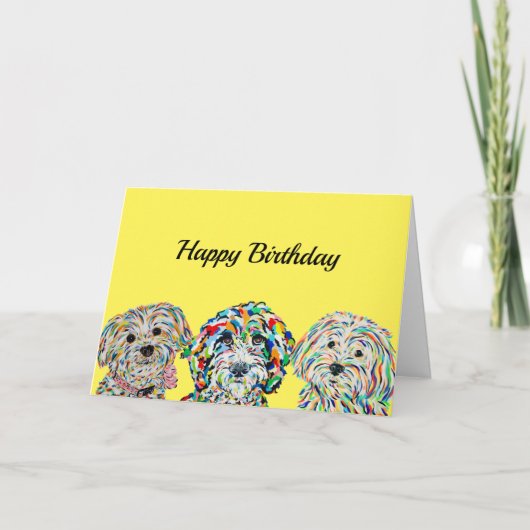 Carte d'anniversaire de Yorkie Bichon Sheepadoodle (Devant)