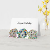 Carte d'anniversaire de Yorkie Bichon Sheepadoodle (Fleur jaune)