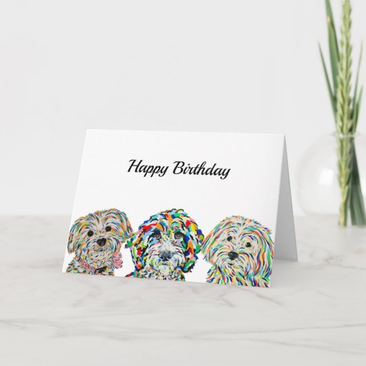 Carte d'anniversaire de Yorkie Bichon Sheepadoodle (Devant)