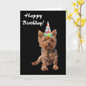 Carte d'anniversaire de Yorkshire Terrier de (Fleur jaune)