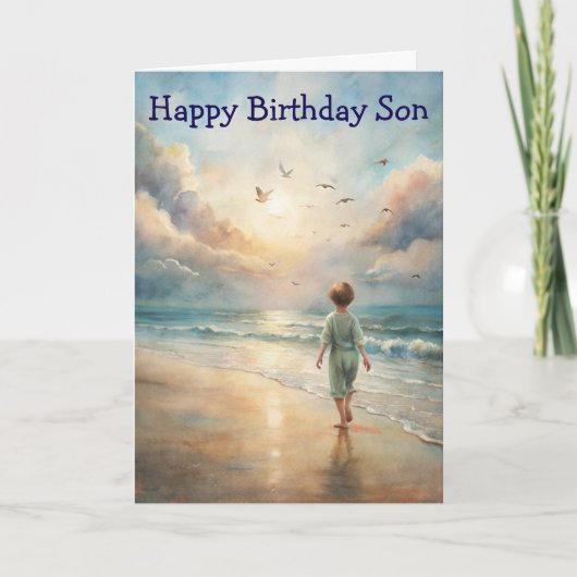 Carte d'anniversaire de Young Boy on Beach (Devant)