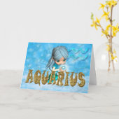 Carte d'anniversaire de zodiaque de Verseau avec (Fleur jaune)