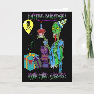 carte d'anniversaire de zombi (blanc)