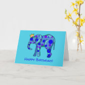 Carte d'anniversaire d'éléphant amusant (Fleur jaune)