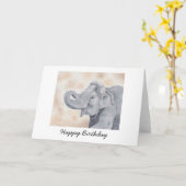 Carte d'anniversaire d'éléphant asiatique (Fleur jaune)