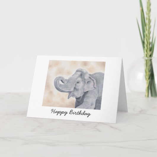 Carte d'anniversaire d'éléphant asiatique (Devant)