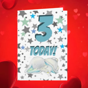 Carte d'anniversaire d'éléphant bleu