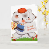 Carte d'anniversaire d'éléphant de patinage à roul (Fleur jaune)