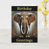 Carte d'anniversaire d'éléphant nouveau (Fleur jaune)