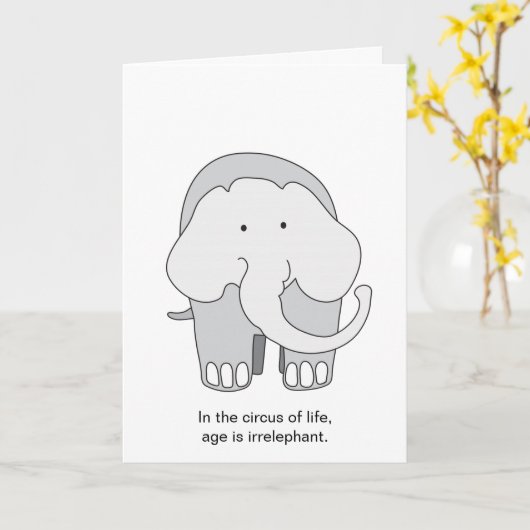 Carte d'anniversaire d'éléphant sans objet (Fleur jaune)