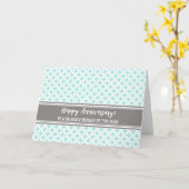 Carte d'anniversaire d'employé Blue Grey Circles (Fleur jaune)