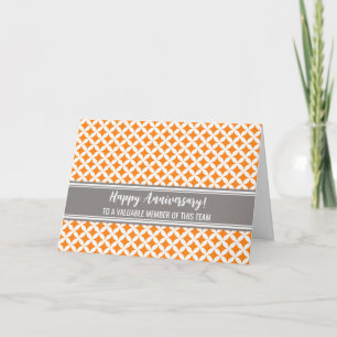 Carte d'anniversaire d'employé Orange Grey Circles