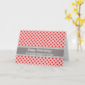 Carte d'anniversaire d'employé Red Grey Circles (Fleur jaune)