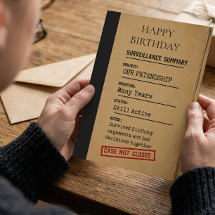 Carte d'anniversaire d'enquête amicale – Affaire n