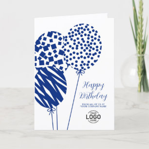 Carte d'anniversaire d'entreprise Ballons Bleu Nui