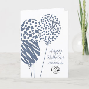 Carte d'anniversaire d'entreprise Ballons Bleu Pou