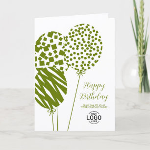 Carte d'anniversaire d'entreprise Ballons Vert Oli