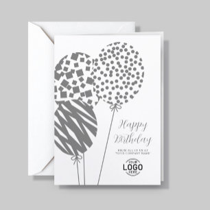 Carte d'anniversaire d'entreprise Logo Ballons Gri