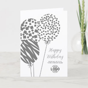 Carte d'anniversaire d'entreprise Logo Ballons Gri