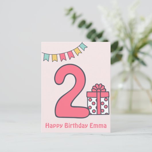 Carte d'anniversaire des 2 ans de jolis petits enf (Debout devant)