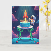 Carte d'anniversaire des amis cosmiques (Fleur jaune)