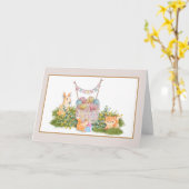 Carte d'anniversaire des animaux des bois (Fleur jaune)