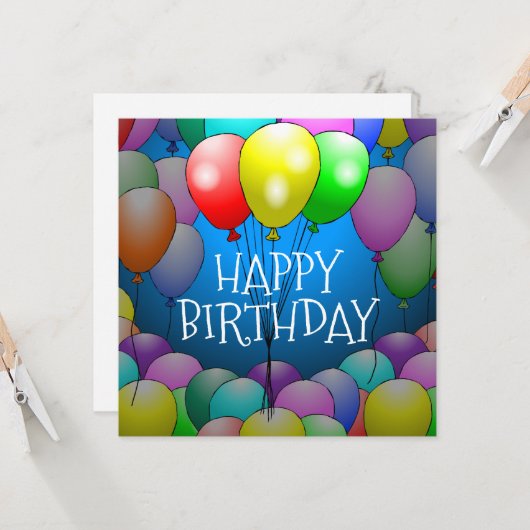 Carte d'anniversaire des ballons (Devant/Arrière en situation)