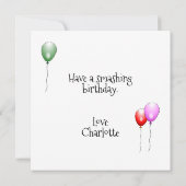 Carte d'anniversaire des ballons (Dos)