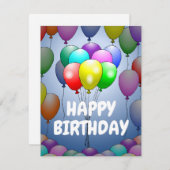 Carte d'anniversaire des ballons (Devant / Derrière)