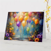 Carte d'anniversaire des ballons (Fleur jaune)