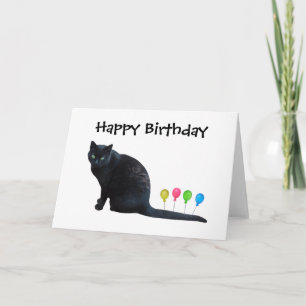 Carte d'anniversaire des ballons de chat noir