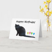 Carte d'anniversaire des ballons de chats noirs (Fleur jaune)
