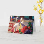 Carte d'anniversaire des bougies (Fleur jaune)