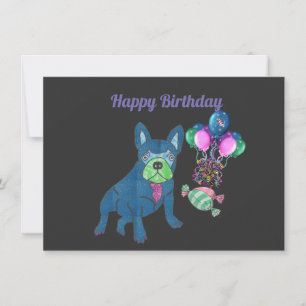 Carte d'anniversaire des bulldogs français