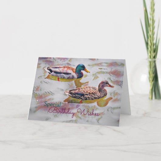 Carte d'anniversaire des canards aquarelles (Devant)