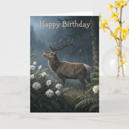Carte d'anniversaire des cerfs (Fleur jaune)