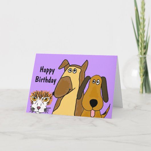 Carte d'anniversaire des chats AF et des chiens (Devant)