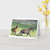 Carte d'anniversaire des chevaux (Fleur jaune)