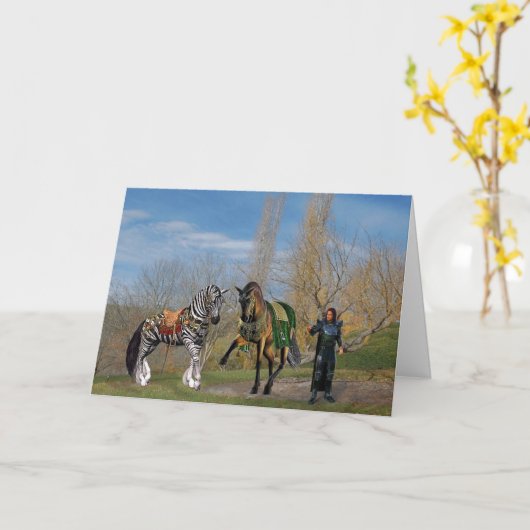 Carte d'anniversaire des chevaux magiques (Fleur jaune)