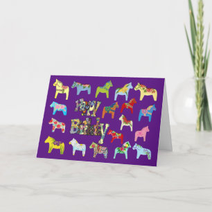 Carte d'anniversaire des Chevaux pourpres