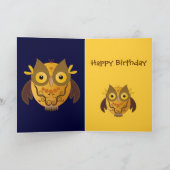 Carte d'anniversaire des chouettes mignons (Intérieur)