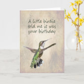 Carte d'anniversaire des colibris (Fleur jaune)