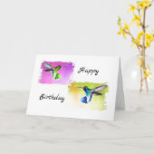 Carte d'anniversaire des colibris (Fleur jaune)