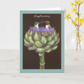 Carte d'anniversaire des colibris (Fleur jaune)